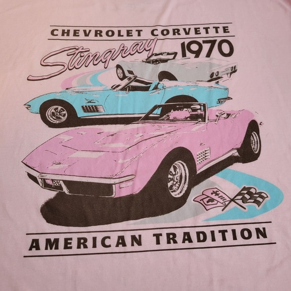 Terra Sky Chevrolet Corvette Tshirt Pink Plus Size 2X (20W-22W) Cap Sleeve 1323 - Picture 3 of 6